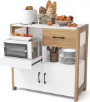 GIANTEX K&ouml;&ouml;gikapp, Sideboard Sideboard, sahtlikapp, buffetkapp k&ouml;&ouml;k 2 ukse ja sahtliga, kaasaegne puidust buffet-panipaik, k&uuml;lgkapp, vabalt seisev, 82 x 40 x 81 cm, naturaalne + valge