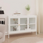 Tidyard Sideboard sahtlikapp Vitriinkapp Raamatukapp Arhiivikapp Kontorikapp Vitriinkapp Raamaturiiul Mitmeotstarbelised kapid Metall ja klaas Valge 105 x 35 x 70 cm