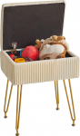 YMYNY meigitooli tool hoiuruumiga, ruudukujuline sametist tool, kaasaegne multifunktsionaalne meigitooli magamistuppa, elutuppa, kontorisse, kuldsed jalad, 40 x 29,5 x 48 cm, beež, HBD024M