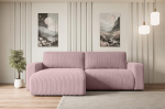 ALTDECOR KLEEA-L nurgadiivan magamisfunktsiooniga ja voodikastiga, nurgadiivan, L-kujuline universaalne, vasakule/paremale paigutatud diivanvoodi, pikendatav elutoa diivanvoodi, KLEEA-L - 247 x 143 x 83 cm, roosa
