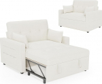 LUXOAK 3 in 1 diivanvoodi 186 x 122 cm, 5-suunaliselt reguleeritava seljatoega, sisaldab kaelapatja ja k&uuml;ljetaskut, mis on valmistatud hallist linasest riidest - ideaalne k&uuml;lalistetubadesse ja v&auml;ikestesse tubadesse.
