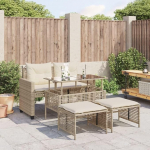 Homgoday Gartensofa-Set 4-teilig mit Kissen beež Polyrattan Glas, Outdoor-Sofad f&uuml;r den Garten, Set f&uuml;r den Au&szlig;enbereich, Gartenm&ouml;bel-Set T1
