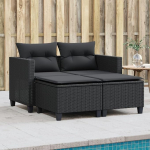 Homgoday Garden Diivan 2 istekohaga must pol&uuml; rotangist Outdoor Garden Bed Diivan Diivan Garden Diivan elutuba Patio Outdoor m&ouml;&ouml;bel