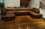 Quattro Meble Super suur ehtne nahast nurgadiivan U-kujuline London U 9z 185 x 352 x 200 cm Diivan diivan magamisfunktsiooniga, voodikast ja peatugedega ehtne nahast nurgadiivan