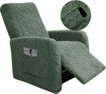 Highdi Stretch Cover for Recliner Chair, Complete Armchair Protector, Jacquard Stretch Recliner Chair Covers, Pack of 4, Elastic Chair Cover for TV Chair, Lounger, Armchair (Matcha Green)