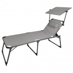 Aktive 62613 Kokkupandav rannalaua koos p&auml;ikesevarjuga, rannalaua koos padjaga, 193 x 67 x 48/96 cm, istme k&otilde;rgus 48 cm, hall, kokkupandav rannalaua, 5 asendit, maksimaalne kaal 100 kg, aktiivne rand.