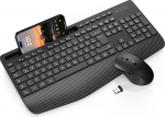 Traadita klaviatuuri-hiire komplekt, ergonoomiline t&auml;issuuruses klaviatuur randmetoega, telefonihoidja, puhkerežiim, vaikne 2,4 GHz traadita klaviatuur ja hiir Macile, Windowsile, arvutile, s&uuml;learvutile, PC-le