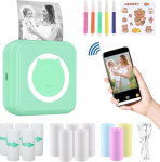 ZAKVOP Mini Printer for Smartphone, Mini Portable Photo Printer, Mini Pocket Printer, Bluetooth Thermal Printer for iOS and Android, Sticker Printer for Journal, Notes, List, Memo - Green