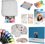 HP Sprocket 3x4 Instant Photo Printer Kit: 20 Pack Zinc Paper, Scissors, Scrapbook Album, Marker, Sticker Sets
