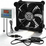 Joycabin USB PC ventilaator 120 mm korpuseventilaator digitaalse temperatuurikontrolliga, 5 V USB ventilaator 3 reguleeritava kiirusega, kahekordne kuullaager, vaikne jahutusventilaator PC, s&uuml;learvuti, TV, ruuteri korpuse jaoks