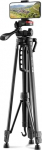 Hama Camera Tripod (Camera Tripod & Photo Tripod for Smartphone & Camera, Tripod Smartphone, Mobile Phone Tripod, 3-Way Head, Quick Release Plate, Height Adjustable 58-153 cm, up to 3 kg, with Bag)