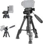 NEEWER Basic Mini laua statiiv kaamerale koos 3-Way Pan Tilt pea ja k&auml;epidemega, v&auml;ike kaasaskantav statiiv Selfie Stick valmistatud metallist 1/4-tollise kruviga DSLR Vlogi videosalvestuseks, Max. 2 kg, TP02