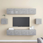 Homgoday TV-Schrank-Set, 6 St&uuml;ck, Grau, Beton, Spanplatte, TV-Schrank, niedriger Schrank f&uuml;r TV, Couchtisch, Wohnzimmer, TV-Schrank f&uuml;r TV-Schr&auml;nke Wohnzimmer