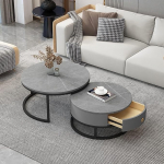 MQXDNFDC &uuml;mmargune kohvilaud, 2-st komplekt, k&uuml;ljelaua komplekt sahtliga, diivanilaud kiltkivimarmorist tekstuuriga, metallraam, kaasaegne teelaud magamistuppa, elutuppa, m&ouml;&ouml;blidekoratsioon, mitu