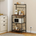 MAHANCRIS ABRHR35UE01 K&ouml;&ouml;giriiul, seisev riiul, pagaririiul pistikupesaga, 6 S konksu ja 4 korrust, 57 x 35 x 131,7 cm, mikrolaineahjualus k&ouml;&ouml;ki, s&ouml;&ouml;gituppa, elutuppa, Vintage pruun ja must