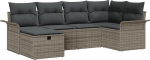 Rantry 6-teiliges Garten Sofa Set mit Kissen Grau Poly Rattan Gartenlounge Model3358878