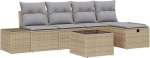 6-teiliges Garten Sofa Set mit Kissen Beige Poly Rattan Gartenlounge Model3359369