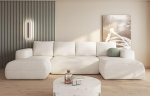 Lami Cream nurgadiivan U-kujuline 338 x 89 x 164 cm magamisfunktsiooniga ja panipaigaga - diivanvoodi voodikastiga - kaasaegne elutoa m&ouml;&ouml;bel - kangas: Materjal: Boucle 08