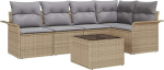 Rantry 6-teiliges Garten Sofa Set mit Kissen Schwarz Poly Rattan Gartenlounge Model3345370