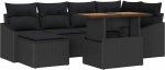 Rantry 7-teiliges Garten Sofa Set mit Kissen Schwarz Poly Rattan Gartenlounge Model3358599