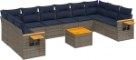 Rantry 11-TLG. Garten-Sofagarnitur mit Kissen Grau Poly Rattan Gartenlounge Model3227174