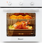 Disaenvir Built-in Oven 60 cm Freestanding 6 Functions Oven with Plug Rotary Knob Control B60L Timer 2200 W with Grill and Enamelled Baking Tray 3D Hot Air Baking 6 Levels White