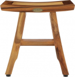 EcoDecors Satori Shaving Stool Teak Wood 10" D x 14" W x 15" H