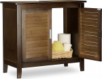 Relaxdays LAMELL Dark Brown Under-Sink Cabinet, Bamboo, Bathroom Basin Cupboard, Storage Unit, HxWxD: 60 x 67 x 30 cm