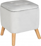 WENKO Stool with Storage Space [Footstool with Very Sturdy Wooden Feet] Stool Grey - Stool with Storage Space - [Elegant Design] - Upholstered Stool, Foot Stool, Stool Living Room, Dressing Table