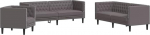 Chesterfield-Sofa Set Grau Kunstleder 2- und 3-Sitzer mit Polsterf&uuml;llung - Wohnzimmerkomfort Model3209270