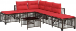 3-teiliges Ecksofa-Set f&uuml;r den Garten mit Kissen, braun, Polyrattan Diivan Model365451