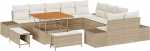 13-teilige Garten Sofa Set mit Kissen Beige Poly Rattan Akazie Gartenlounge Model3362836