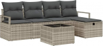 Rantry 6-teiliges Garten Sofa Set mit Kissen Hellgrau Poly Rattan Gartenlounge Model3359171