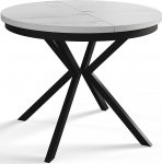 AlpiMeble BERGO &uuml;mmargune s&ouml;&ouml;gilaud pikendatav laud l&auml;bim&otilde;&otilde;t 90 cm / 170 cm marmorist metallist jalgadega must