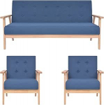 Gecheer 3-osaline diivanikomplekt, tugitool, 3-kohaline diivan koos 2 tugitooli ja 1 diivaniga, diivanvoodi, l&otilde;igatud diivan 158 x 67 x 73,5 cm, aiasaali komplekt, aia diivan, kangast polsterdatud, Sinine