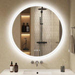 S'bagno &uuml;mmargune vannitoa peegel valgustusega, 80 cm, vannitoa peegel valgustuse ja Bluetoothiga, uduvastane, 3000K/4000K/6500K, timmitav, HD karastatud klaas, m&auml;lufunktsioon, IP44