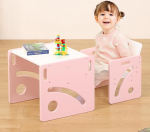 FUNLIO Montessori beebi toidulaud ja tooli komplekt v&auml;ikelastele 1-3 aastat, reguleeritav k&otilde;rgus, laste laud ja tool lugemiseks/s&ouml;&ouml;miseks/m&auml;ngimiseks, lihtne kokku panna, roosa
