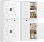 FirFurd 181,5 cm k&ouml;&ouml;gikapp Buffet kapp K&otilde;rge kapp k&ouml;&ouml;gibuffet 4 ukse ja sahtliga, mitmeotstarbeline kapp k&ouml;&ouml;gikapp k&ouml;&ouml;gikapp k&otilde;rge elutoa k&ouml;&ouml;ki 78 x 40 x 181,5 cm, valge