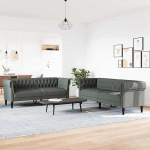 Gecheer Diivan Set Dunkelgrau Stoff, Polstersofa Gepolsterte Couch f&uuml;r Wohnzimmer Apartment B&uuml;ro G&auml;stezimmer3385857