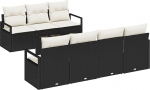 Rantry 8-teiliges Garten Sofa Set mit Kissen Schwarz Poly Rattan Gartenlounge Model3346287