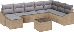 Rantry 9-teiliges Garten-Sofa-Set mit Kissen in Schwarz Poly Rattan Gartenlounge Model3346850
