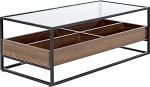 Beliani Waco kaasaegne kohvilaud Klaasist metallist raam Tume puidu v&auml;rv / must