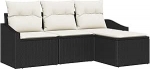 4-teiliges Garten-Sofaset mit Kissen Schwarz Poly-Rattan Gartenlounge Model3355336