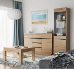 Lomadox elutoa m&ouml;&ouml;blikomplekt 3-osaline k&uuml;ljepaneel, vitriinkapp koos valgustusega, kohvilaud 75 x 75 cm Tamme Wenge Nb. K&auml;epidemevaba kaasaegne