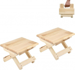 2 Mini Folding Wooden Stools Travel Seat Kids Stool Portable Footstool for Home Bathroom Kitchen Garden Office Travel Support 200lbs