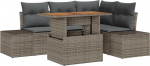 Rantry 5-teiliges Garten Sofa Set mit Kissen Grau Poly Rattan Gartenlounge Model3358694