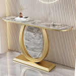 Stilvoller, moderner Konsolentisch f&uuml;r den Eingangsbereich, kleiner Beistelltisch in Marmoroptik mit Metallgestell f&uuml;r Flur und Wohnzimmer, Grau - 100 x 30 cm (39,3" x 11,8"), dekorativer Ti
