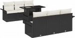 Rantry 7-teiliges Garten-Sofa-Set mit Kissen Schwarz Poly-Rattan Gartenlounge Model3348203