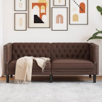 Gecheer Chesterfield diivan 2-kohaline elutoa diivan Diivan Lounge diivan 2-kohaline diivan Polsterdatud diivanvoodi pruun kunstnahk