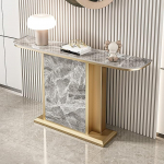 Industrieller Konsolentisch f&uuml;r den Eingangsbereich, stilvoller Flurtisch mit Metallrahmen, vielseitiger Eingangstisch f&uuml;r Wohnzimmer, Schlafzimmer und Home Office, einfache Montage (grau, 3